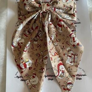 Festive Snowman Print Hair Bow